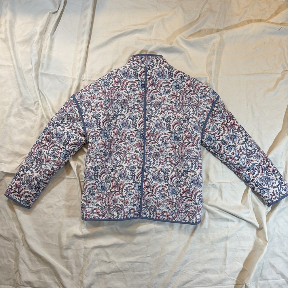 NWOT 7 For All Mankind Women's Small Quilted Floral Jacket Lightweight White BL - Picture 12 of 16